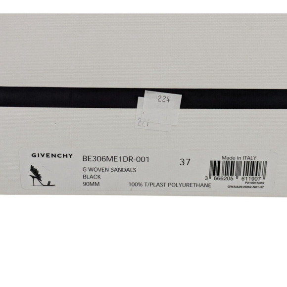 Givenchy G Black Lambskin Chain Ruffle Sandals New EU 37 Square Toe Slingback - Picture 16 of 16